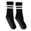 Black Striped Grippy Crew Yoga/Pilates Socks