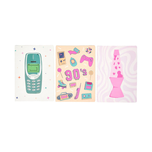 Set of 3 90's Throwback B5 Size Notebooks