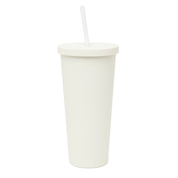 White Water Bottle With Straw
