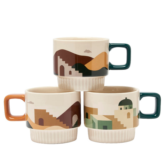 Set of 3 Stacking Desert Mugs