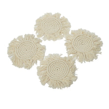  Boho Set of 4 Macrame Coasters, Beige