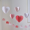 Set of 5 Paper Hearts Hanging Decorations