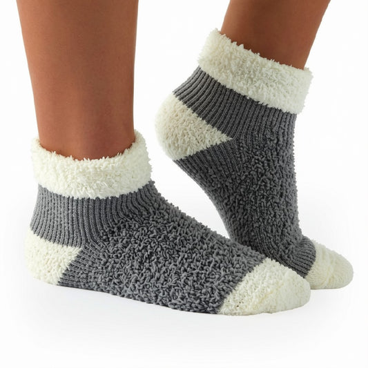 Dark Grey/White Cozy Slipper Socks