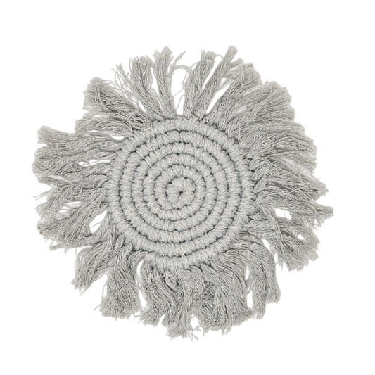 Boho Set of 4 Macrame Coasters - Grey