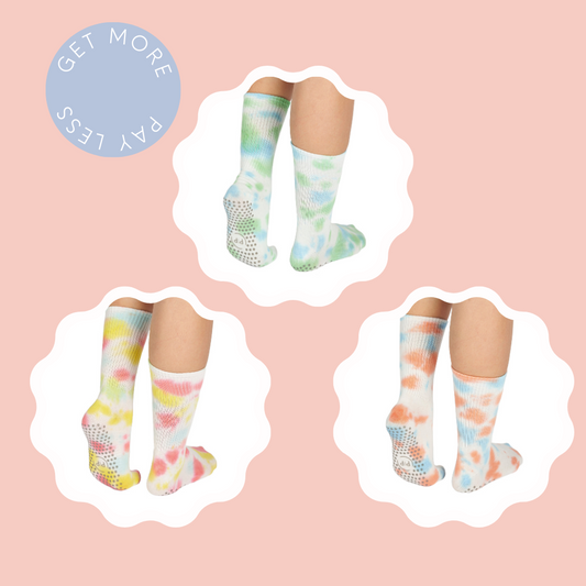 3 Pack Crew Tie Dye Yoga/Pilates Socks