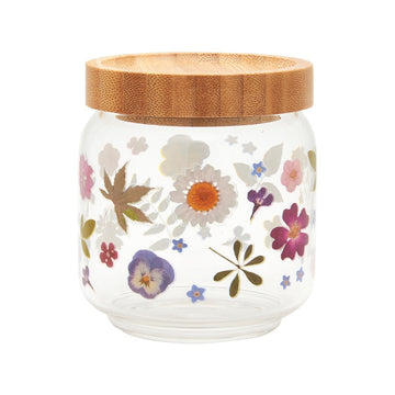 Pressed Flowers Glass Storage Jar - Small