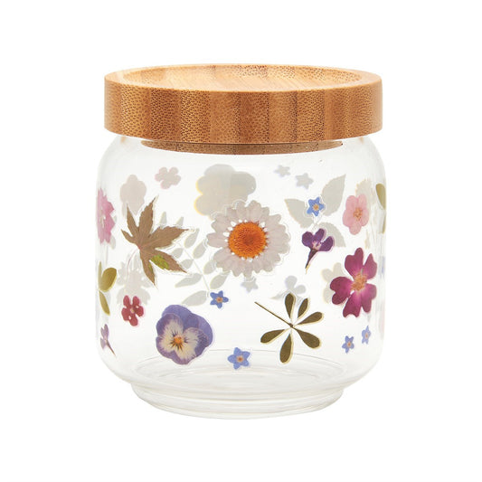 Pressed Flowers Glass Storage Jar - Small