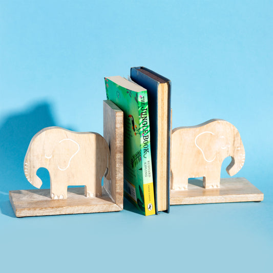 Elephant Wooden Bookends