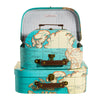 Vintage Map Suitcases - Set Of 3