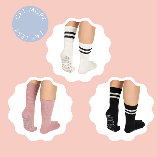 3 Pack Crew Yoga/Pilates Socks