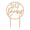 Wooden Hey Baby Shower Cake Topper