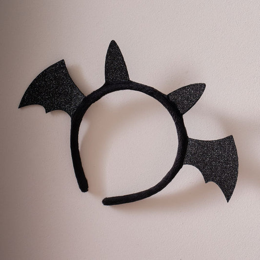 Black Sparkle Bat Halloween Headband