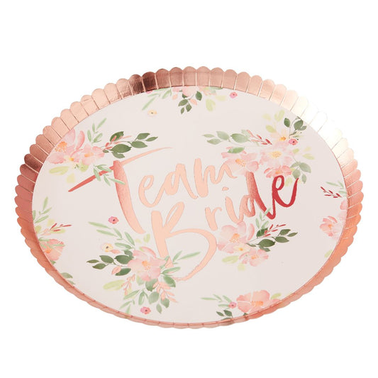 Pack of 8 Team Bride Paper Plates - Foiled