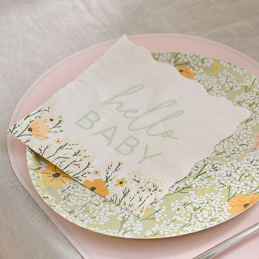 Floral Hello Baby Paper Napkin