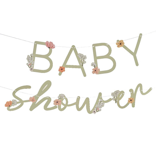 Paper Baby Shower Floral Bunting