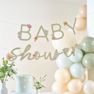 Paper Baby Shower Floral Bunting