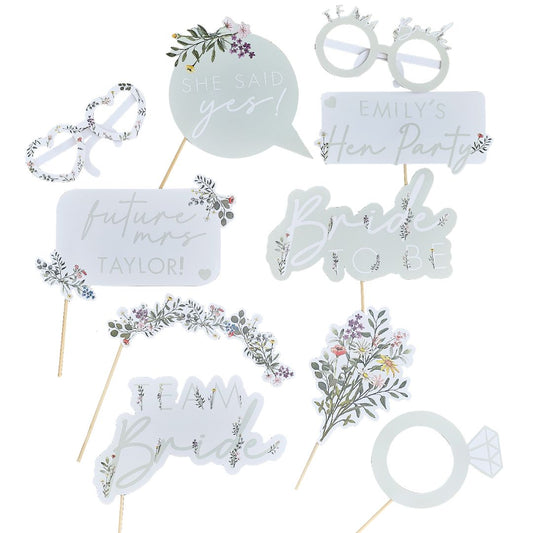 Floral Hen Photobooth Props