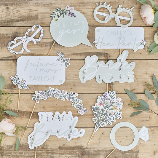 Floral Hen Photobooth Props