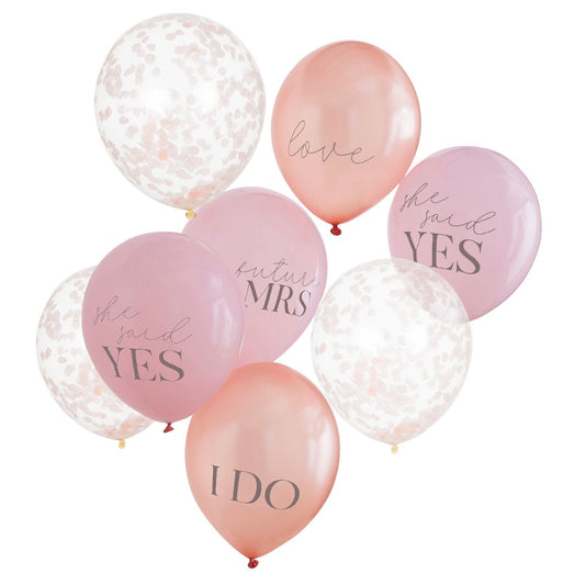 Pack of 8 Hen Party Mixed Slogan & Confetti Balloons