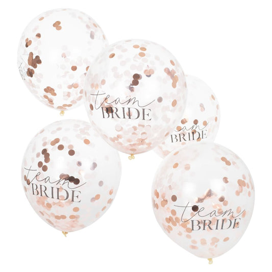 Pack of 5 Confetti 'Team Bride' balloons