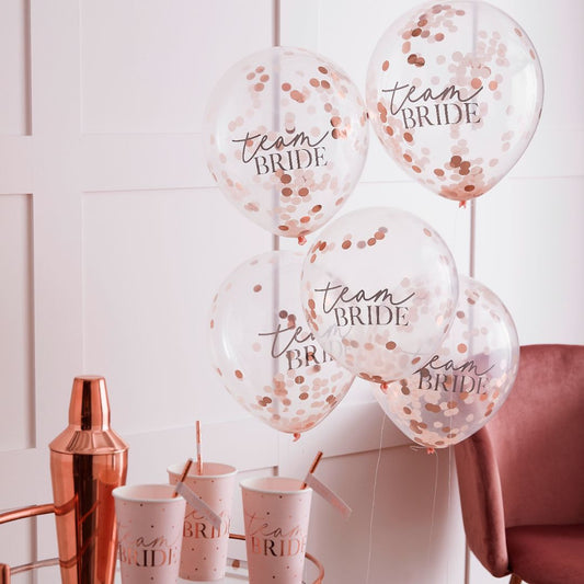 Confetti 'Team Bride' balloons