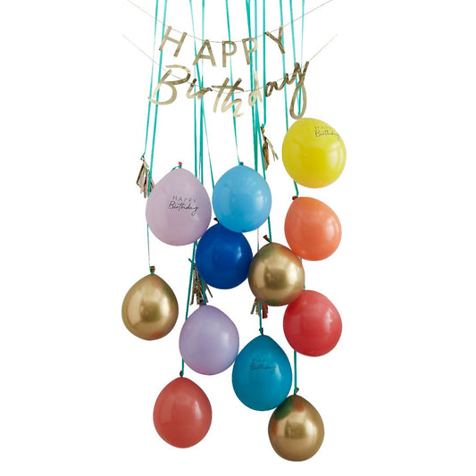 Rainbow and Gold Happy Birthday Balloon Door Kit