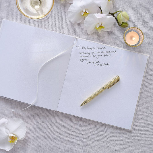 White Embossed Guestbook