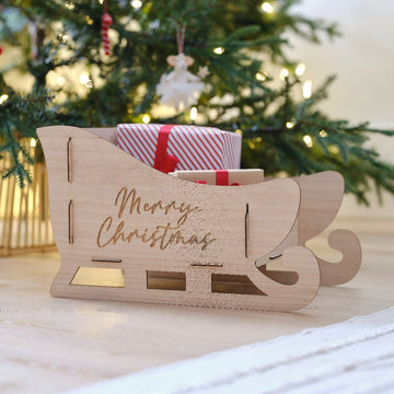 Present Holder Wooden Sleigh
