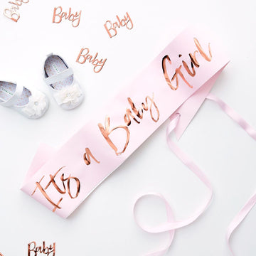 It's a Baby Girl Pink Baby Shower Sash