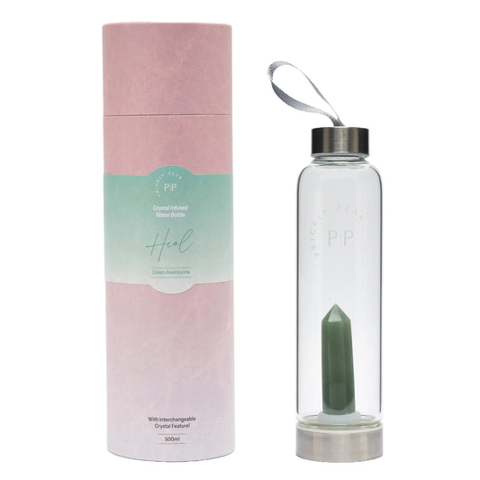 Green Aventurine 'Heal' Interchangeable Crystal Water Bottle