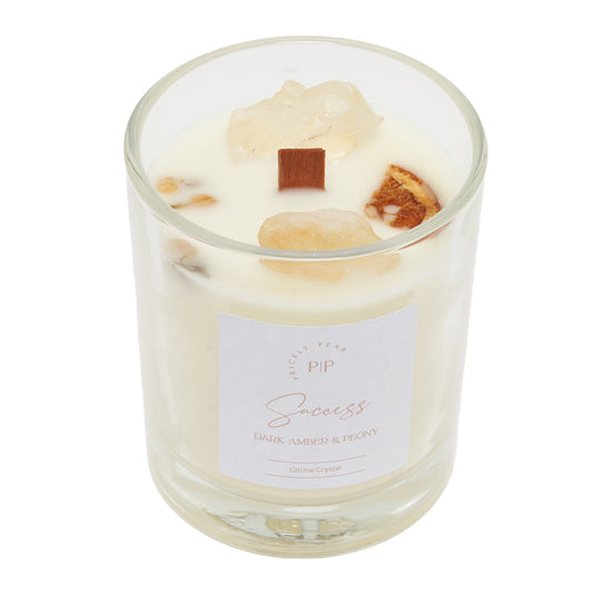 Citrine Crystal 'Success' Wooden Wick Candle