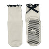 White & Black Scallop Edge Bow Crew Yoga Socks