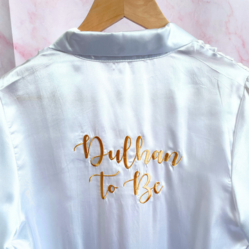 Dulhan To Be Silk Robe (Full Length) - White & Gold