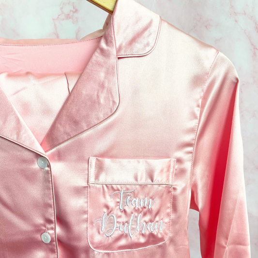 Team Dulhan Pyjamas - Pink & White (Small)