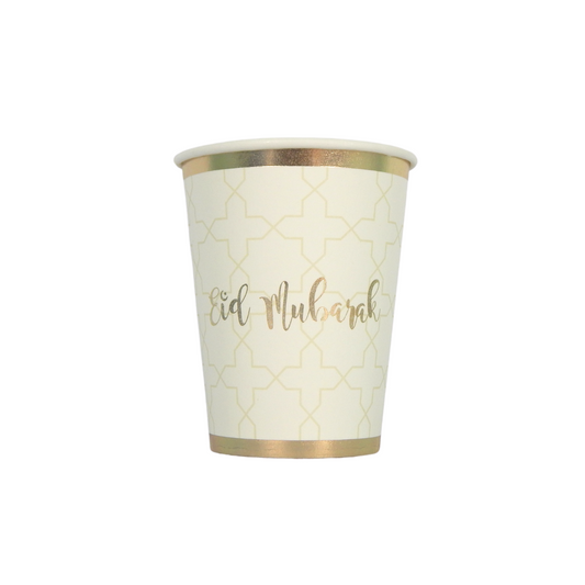 10 Pack Cream & Gold Eid Mubarak Cups