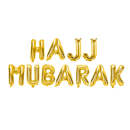 Hajj Mubarak Foil Balloons - Gold