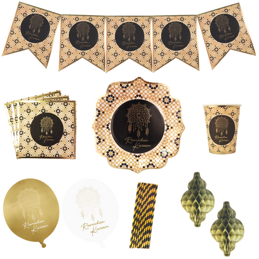 10 Guest Black & Gold Ramadan Party In A Box