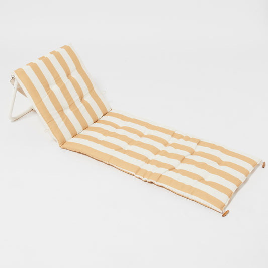 Reclining Beach Chair Mango Bay Golden Mustard Stripe