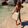 Reclining Beach Chair Mango Bay Golden Mustard Stripe