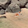 Reclining Beach Chair Mango Bay Golden Mustard Stripe