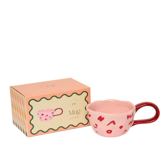 Artsy Abstract Mug, Pink & Red