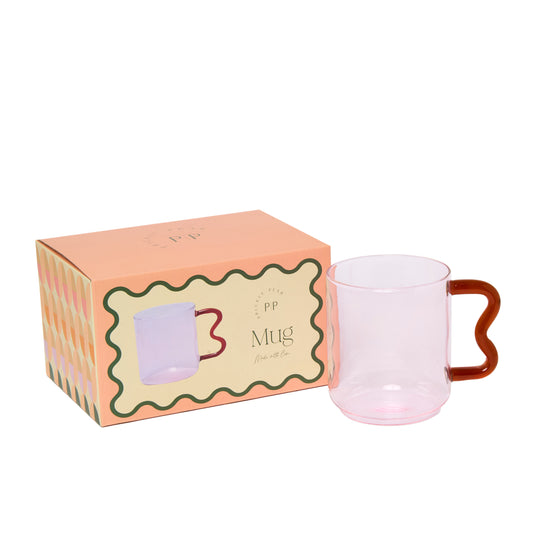 Decor Curve Glass Mug, Pink