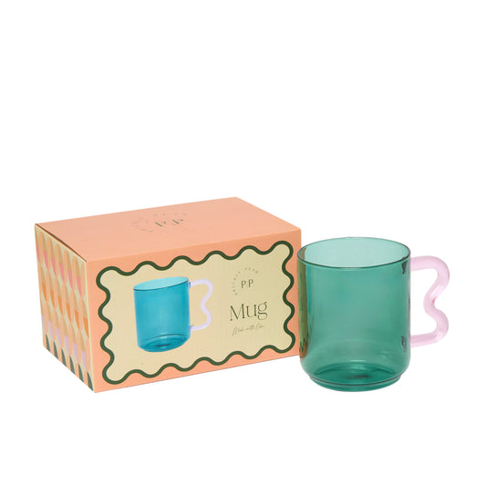 Decor Curve Glass Mug, Green