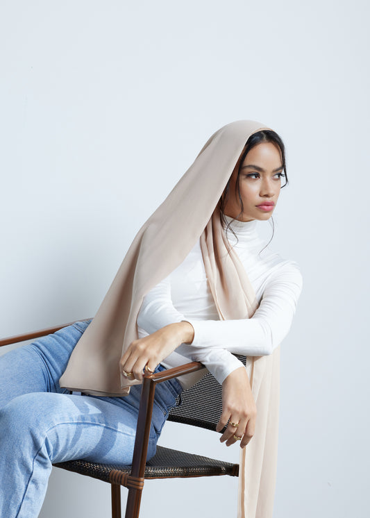 Modest Beyond Sustainable Recycled Chiffon Hijab - Latte