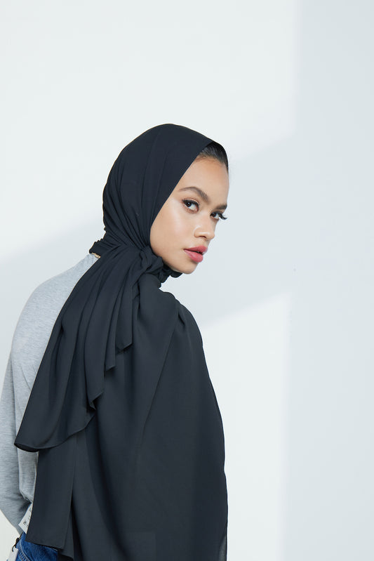 Modest Beyond Sustainable Recycled Chiffon Hijab - Black