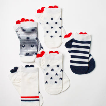 5 pack all hearts ankle sock