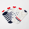 5 pack all hearts ankle sock