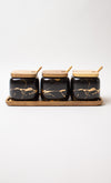 3pc Marble Ceramic Jar Set