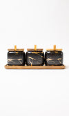 3pc Marble Ceramic Jar Set