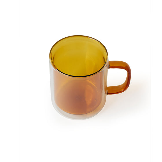 Set of 4 'Retro' Glass Mugs [Medium, Ochre]